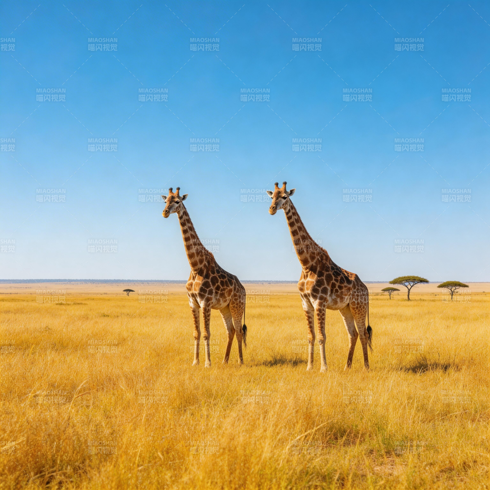 草原双 giraffe图片