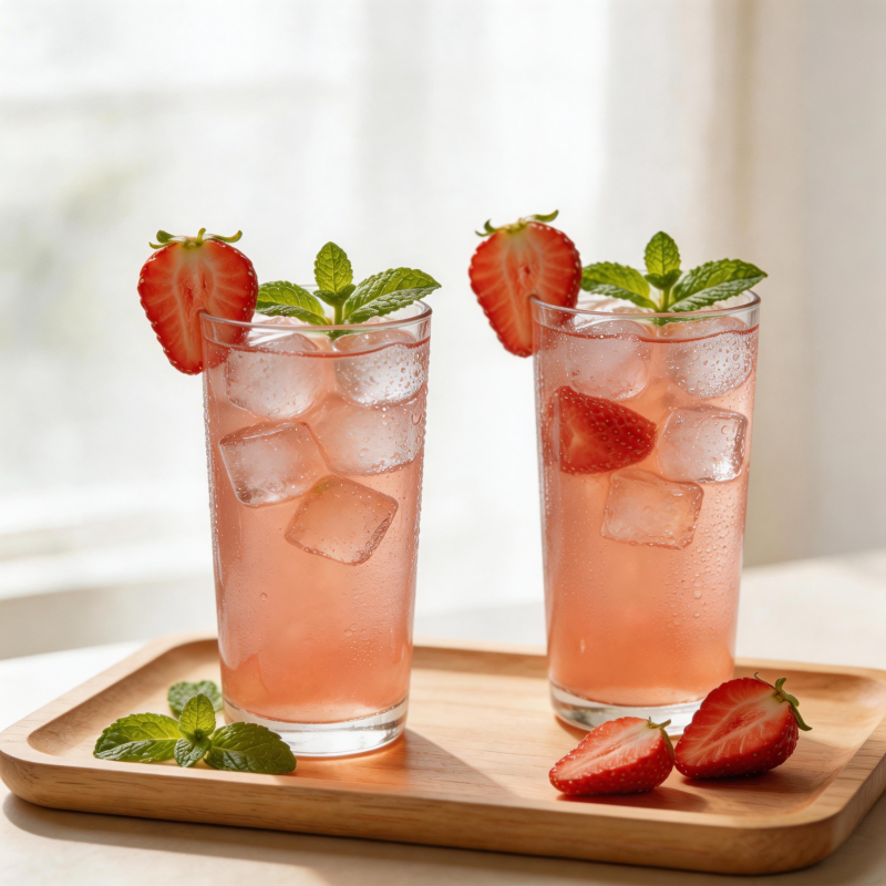 草莓薄荷冰饮图片