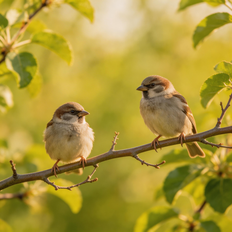 双雀栖枝 春意盎然图片