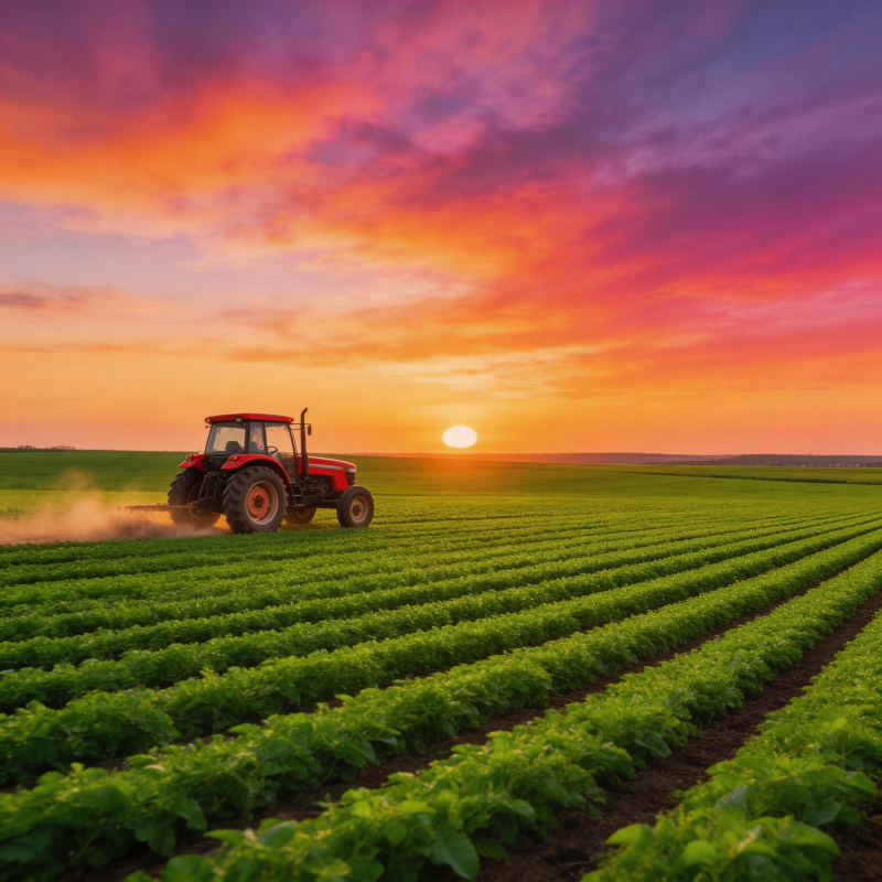 夕阳下的农田劳作图片