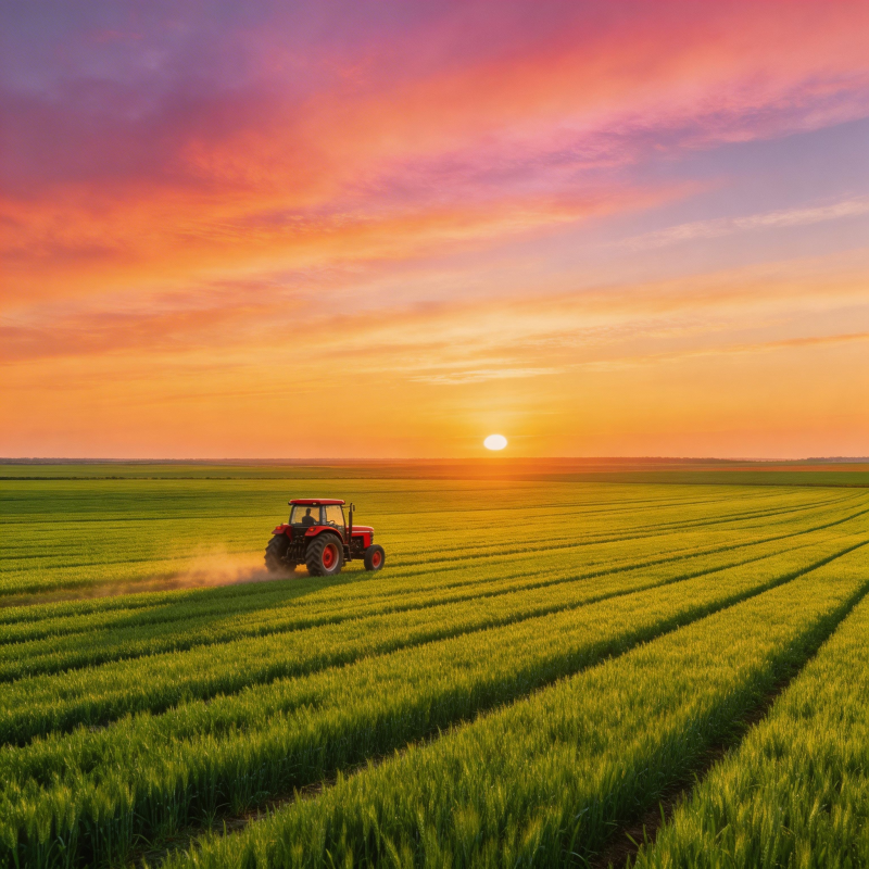 夕阳下的耕作图片