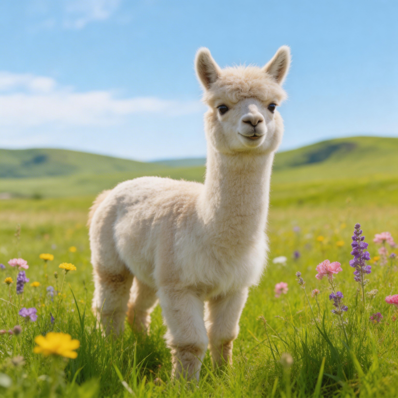 草地上可爱的羊驼图片