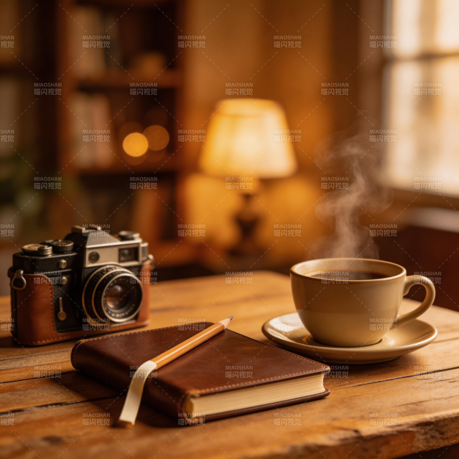 咖啡书香伴旧相机图片