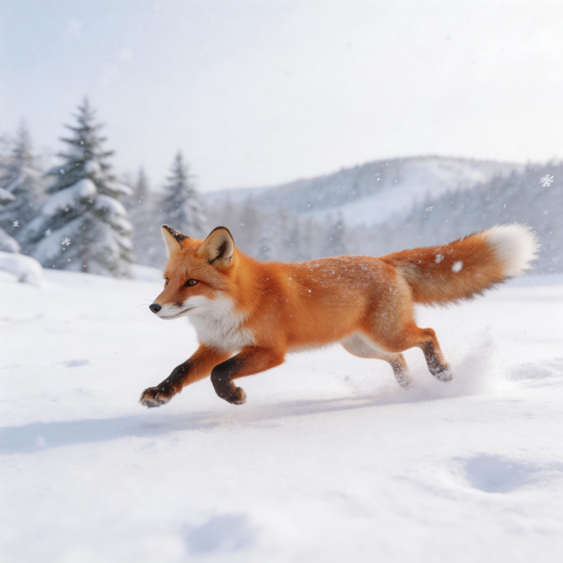 雪地奔狐图片