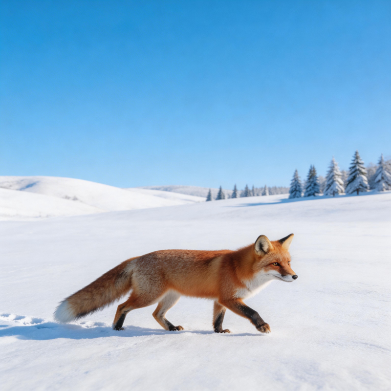 雪原上的红狐图片