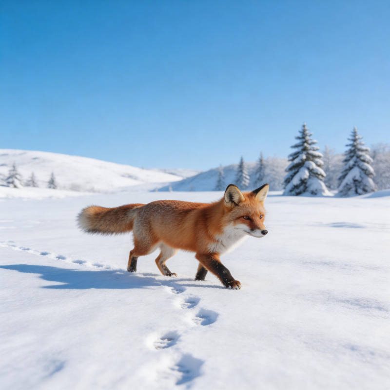 雪原上的狐狸图片