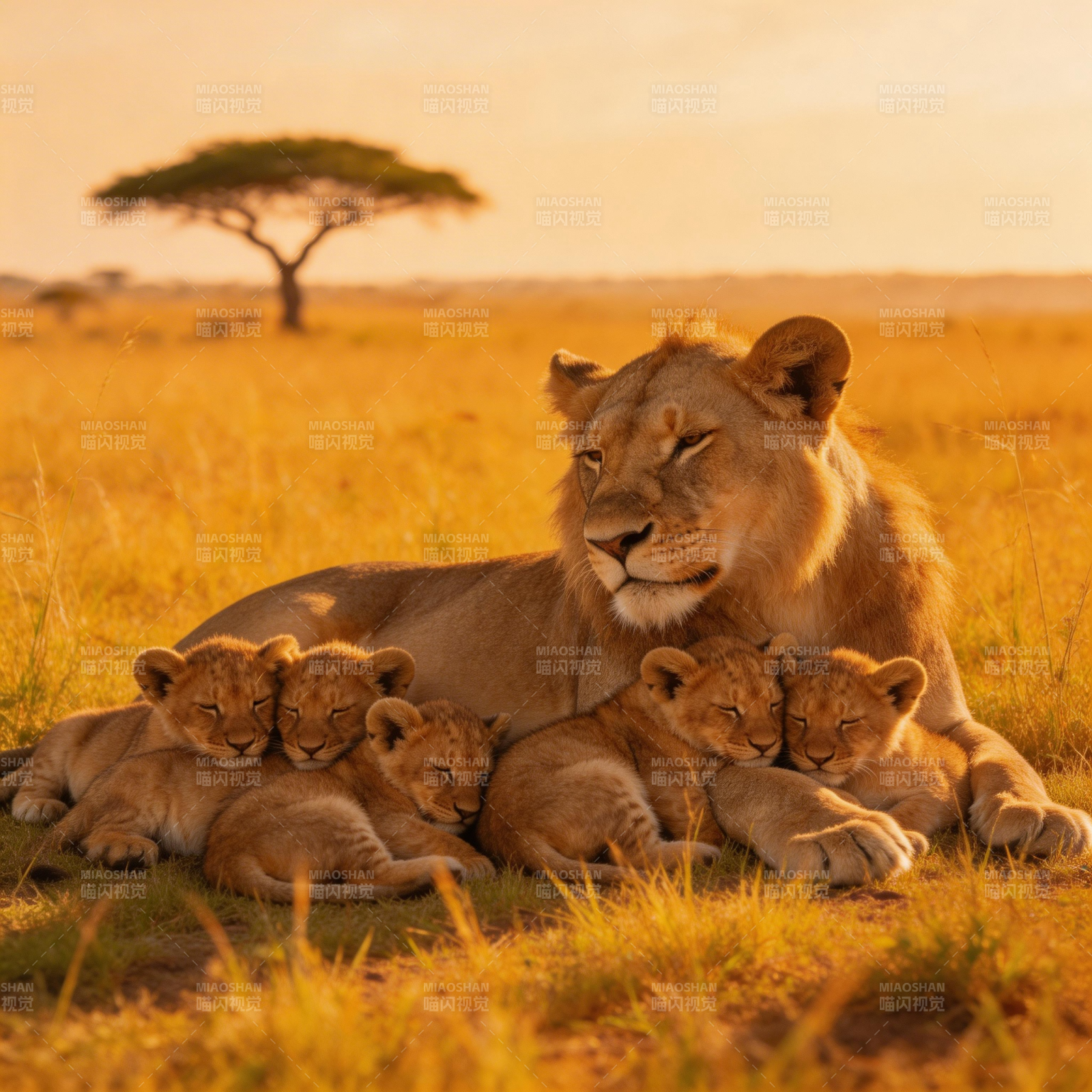 母狮与幼崽温馨时刻图片