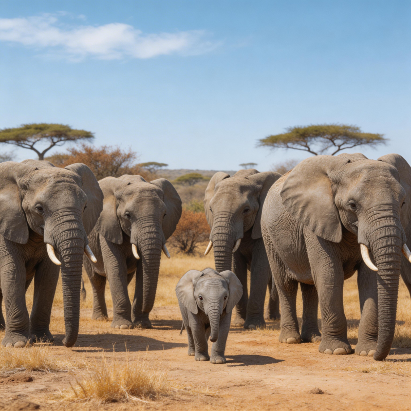 象群行进草原图片