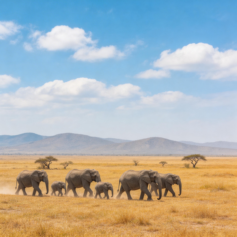 象群草原行图片