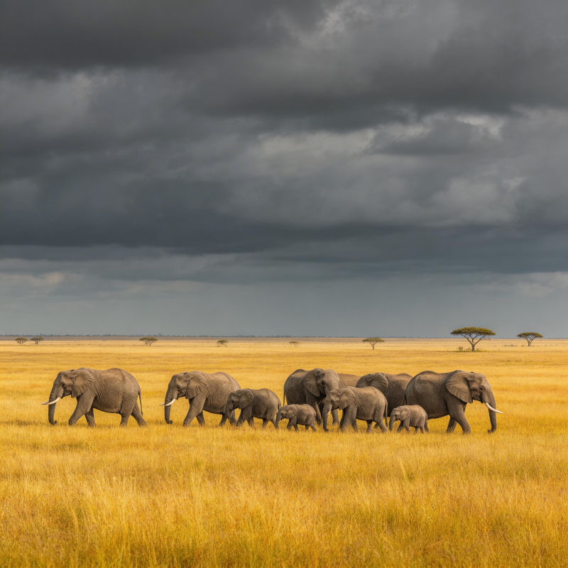 草原象群行图片