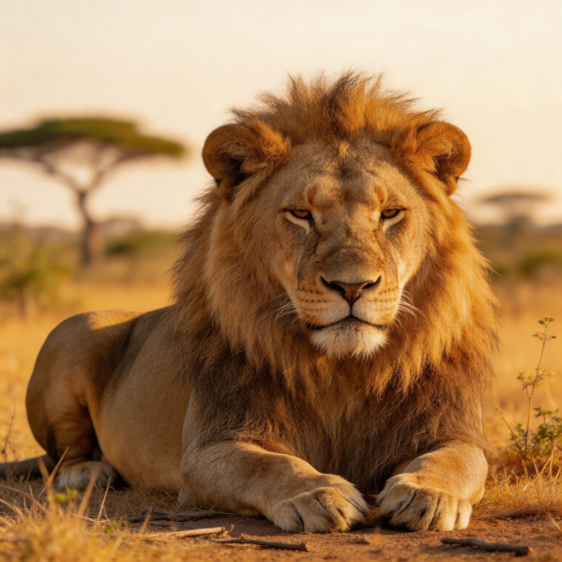 草原雄狮静卧图片