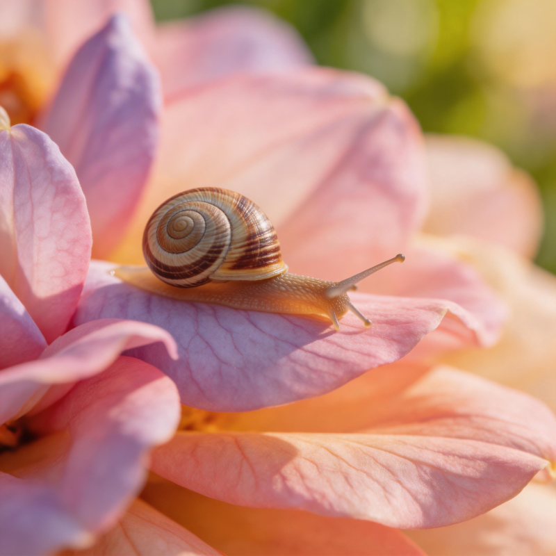 蜗牛栖花 静谧春光图片