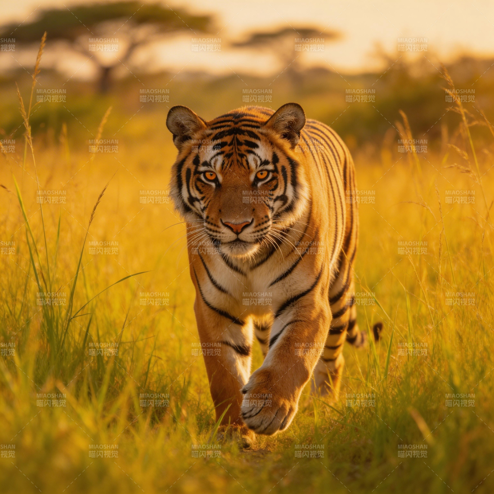 虎行草原图片