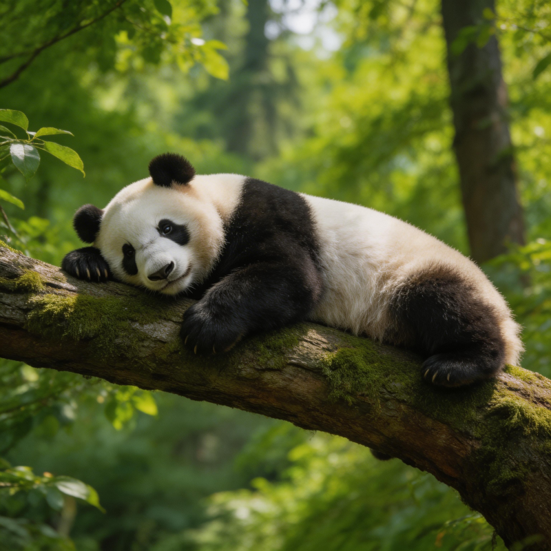 熊猫树上小憩图片