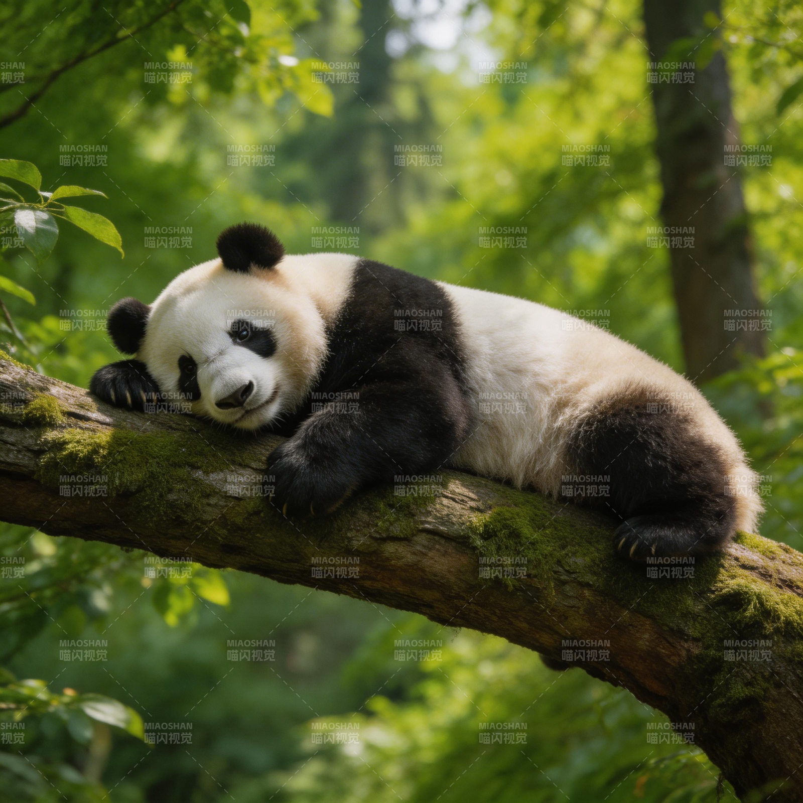 熊猫树上小憩图片