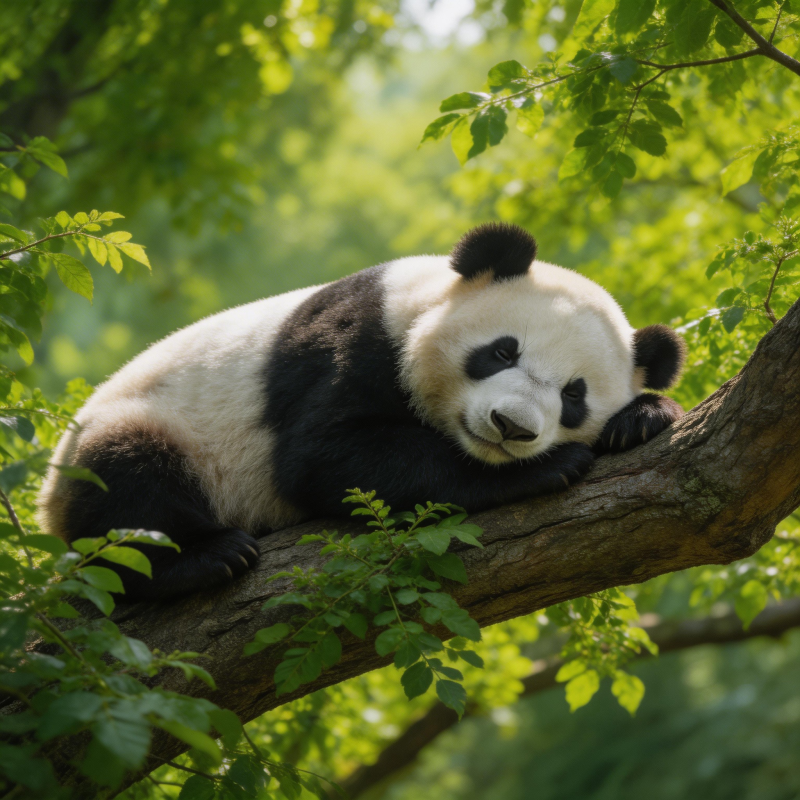 熊猫树上休憩图片