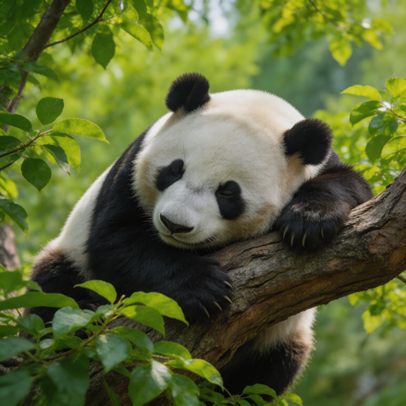 熊猫树上休憩图片