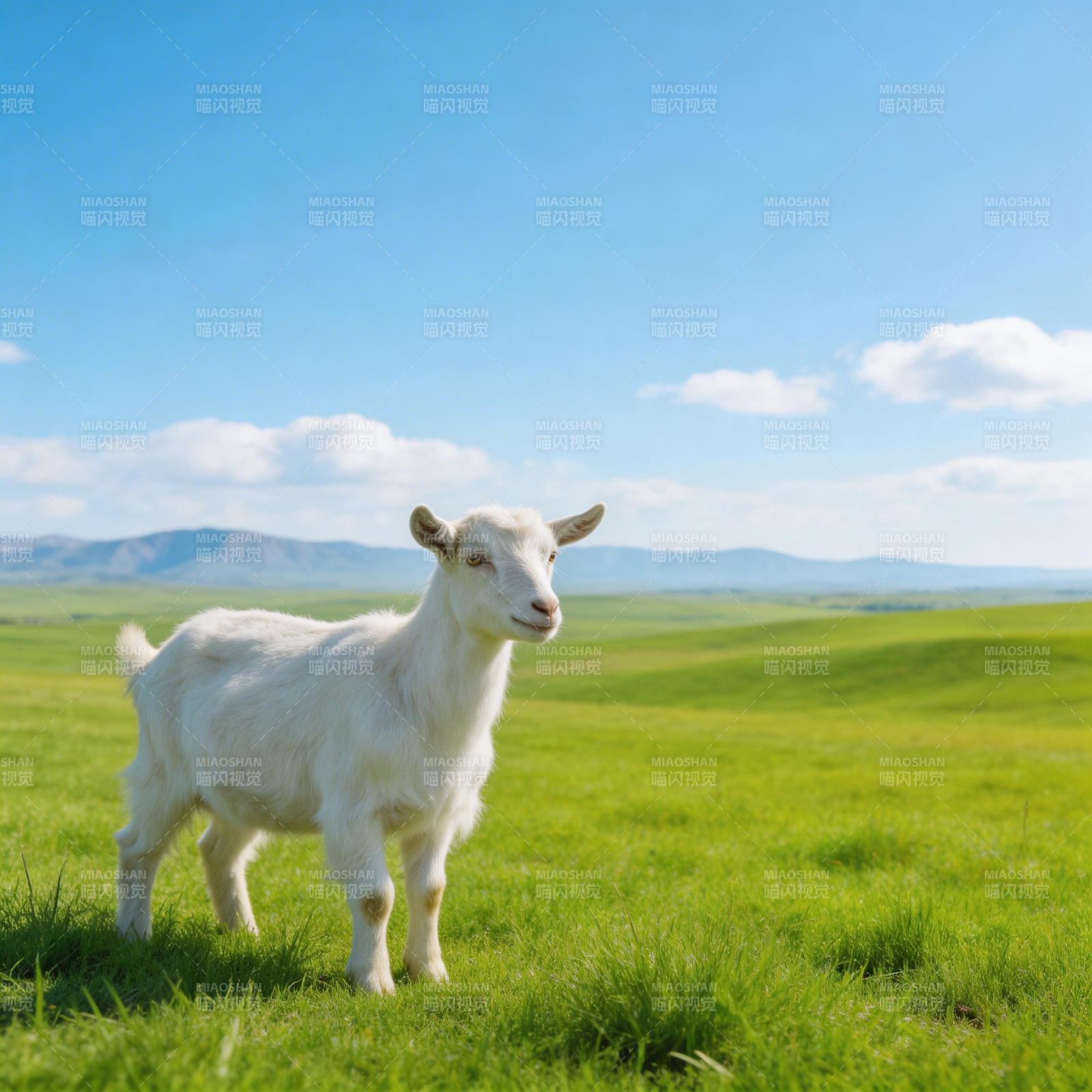 白羊草原静立图片