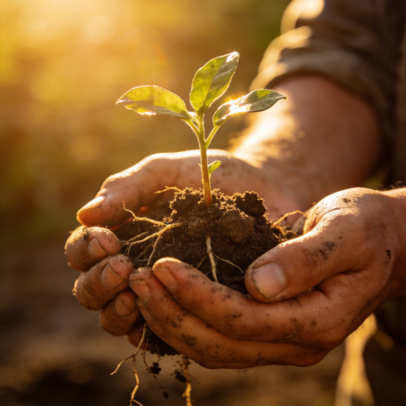 手捧新绿 希望萌发图片