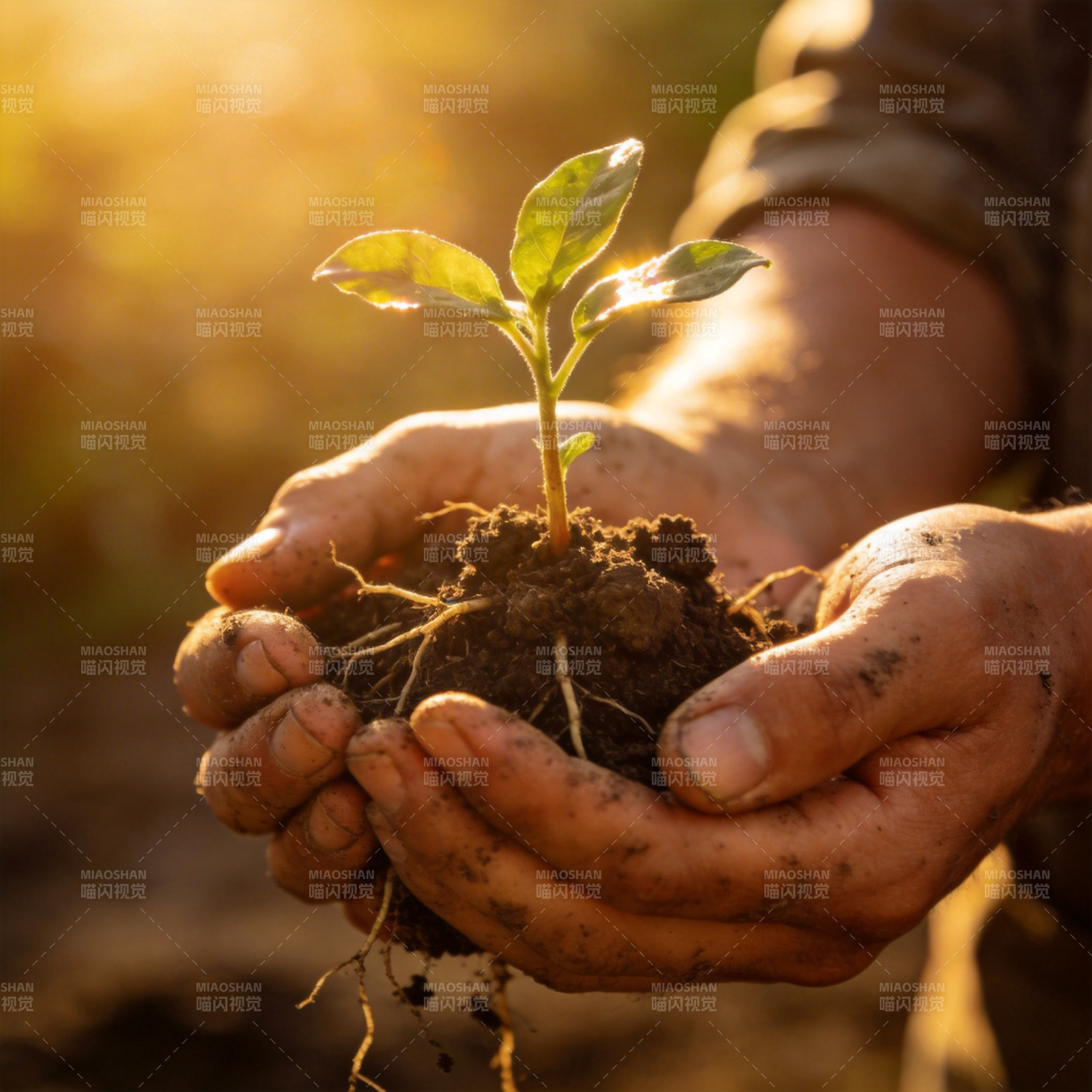 手捧新绿 希望萌发图片