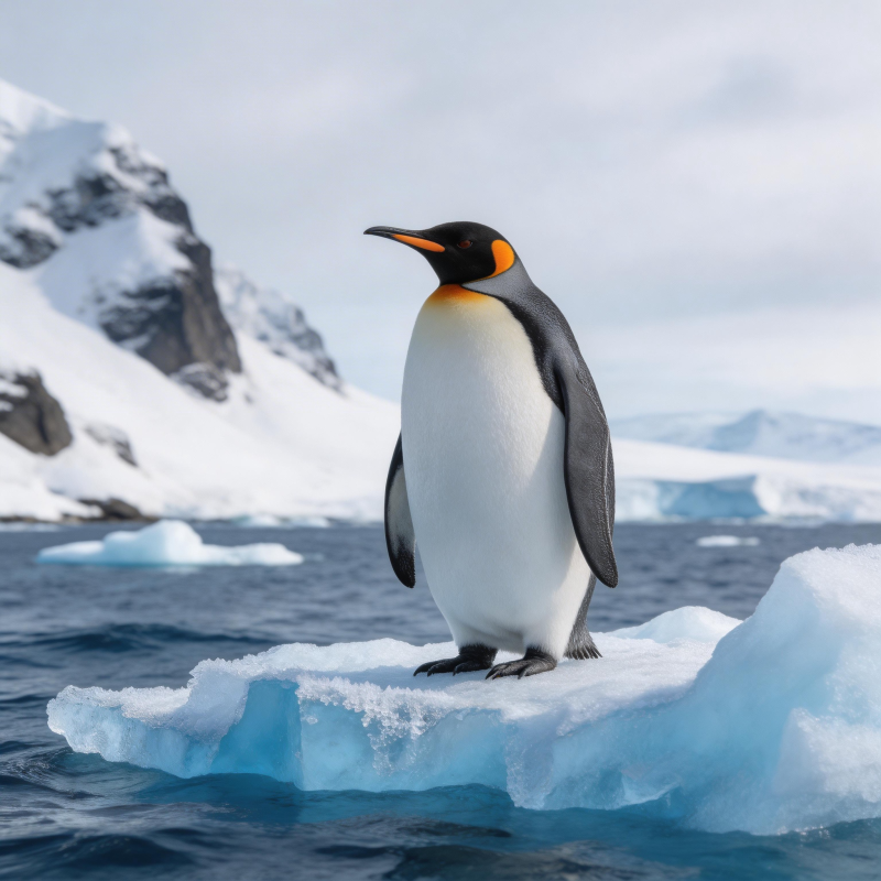 企鹅立冰 雪山为伴图片