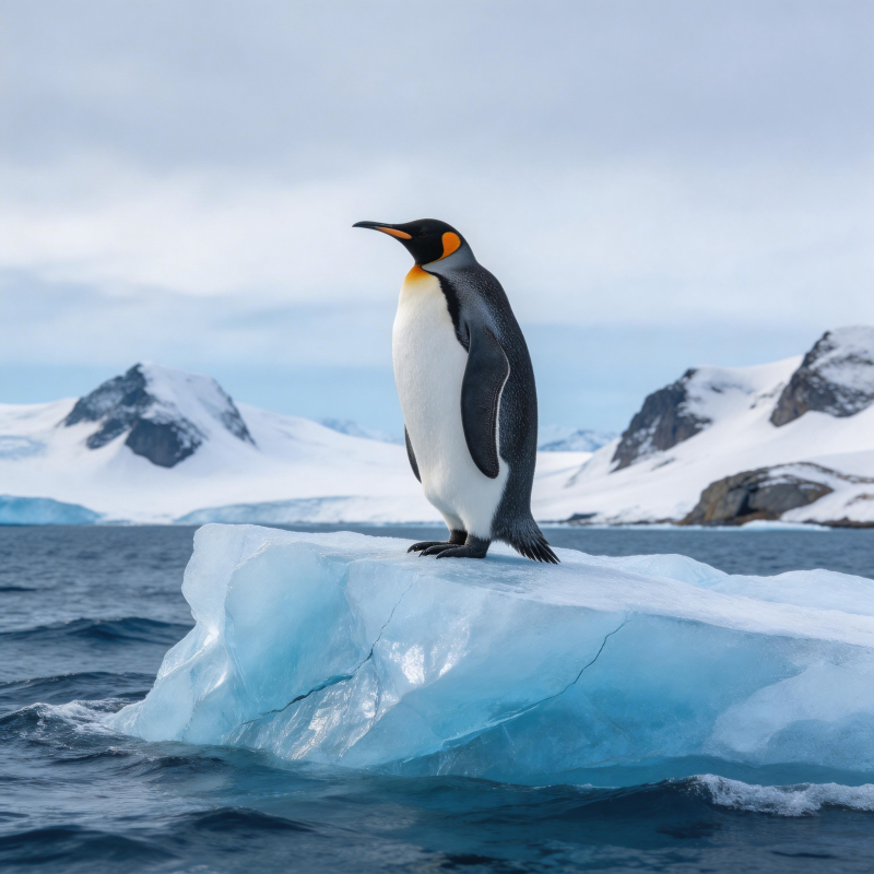 企鹅立冰 远山如画图片