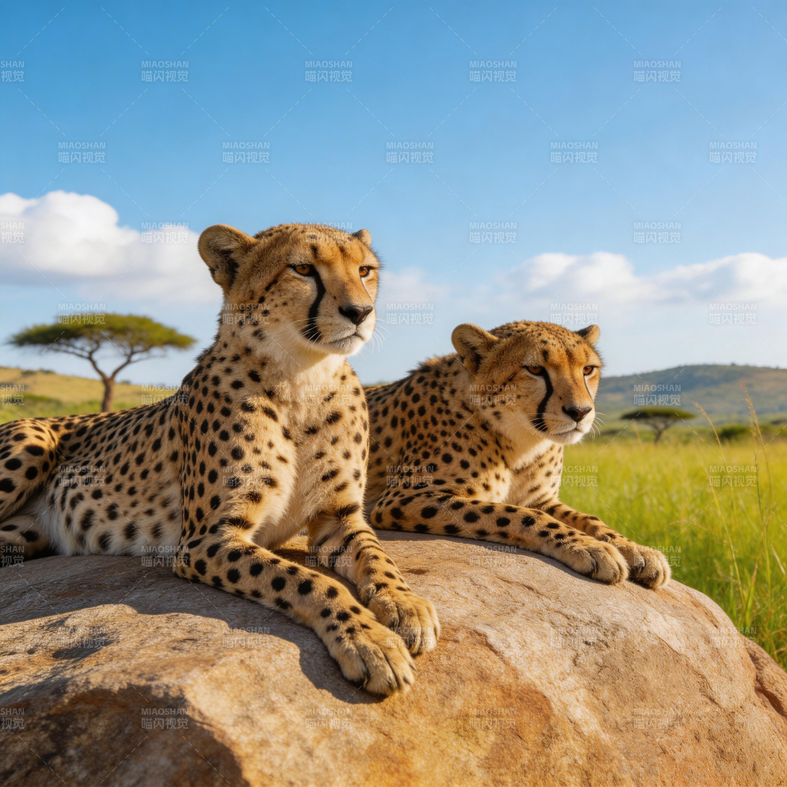 猎豹静卧岩石上图片