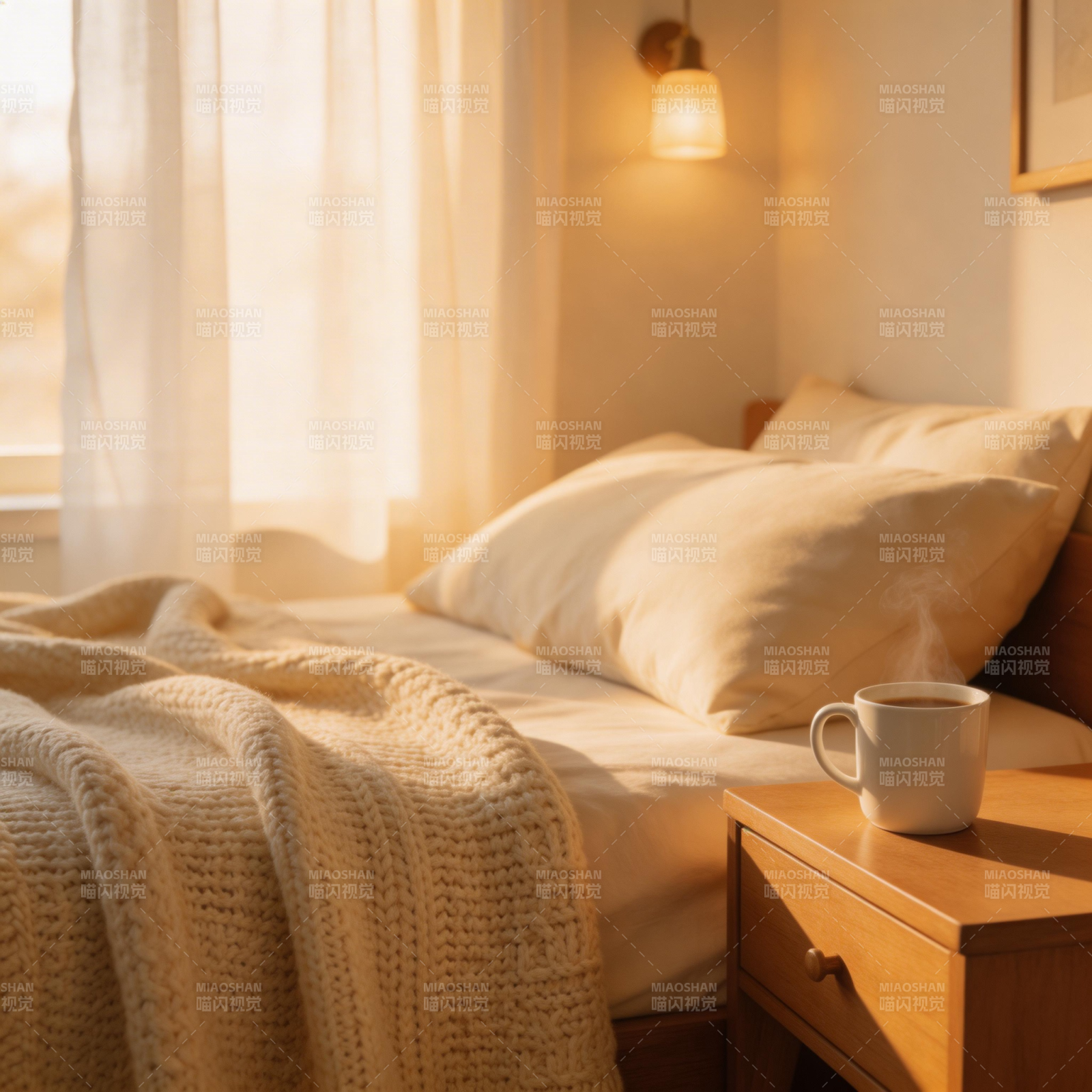 晨光中的温馨卧室图片