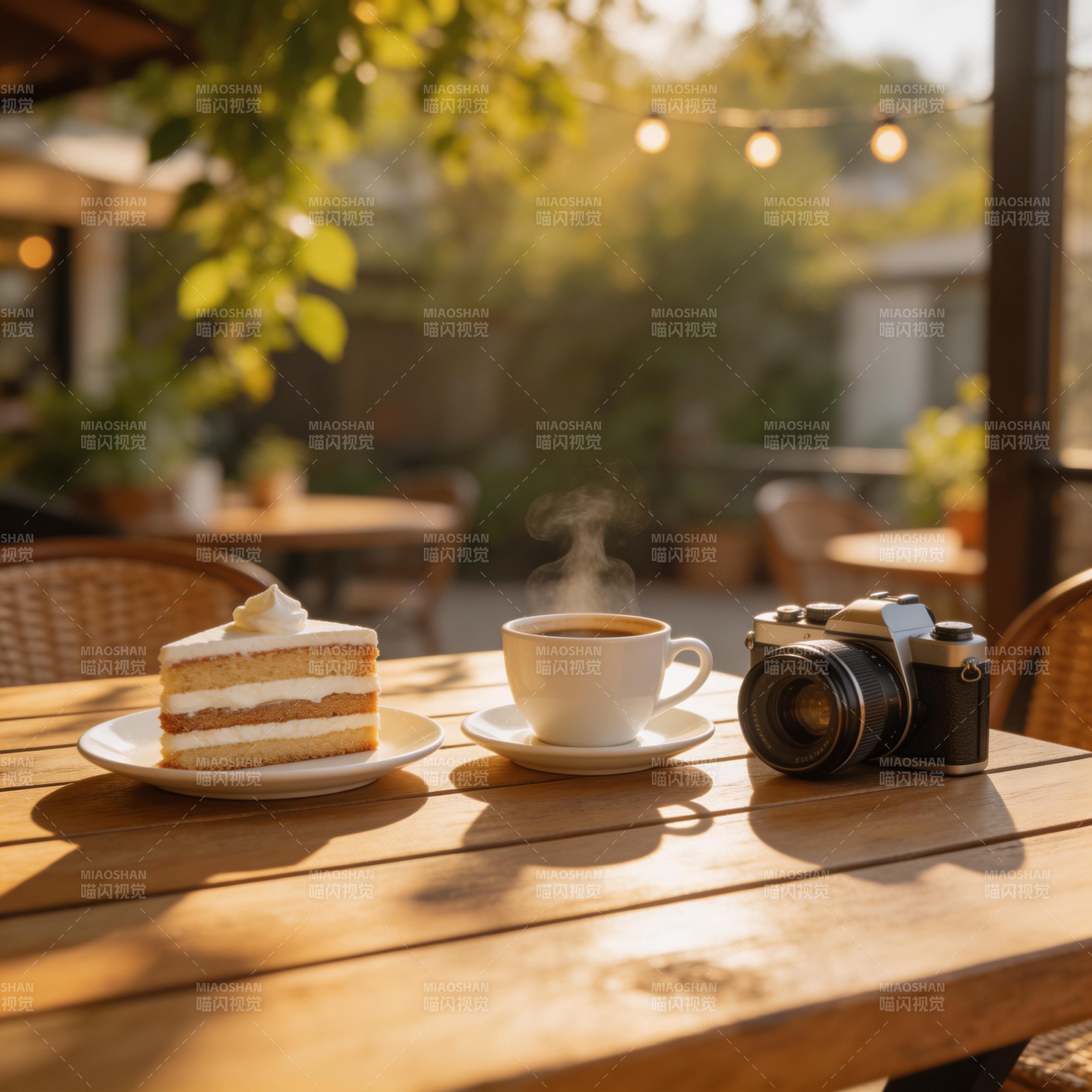 咖啡蛋糕与相机图片