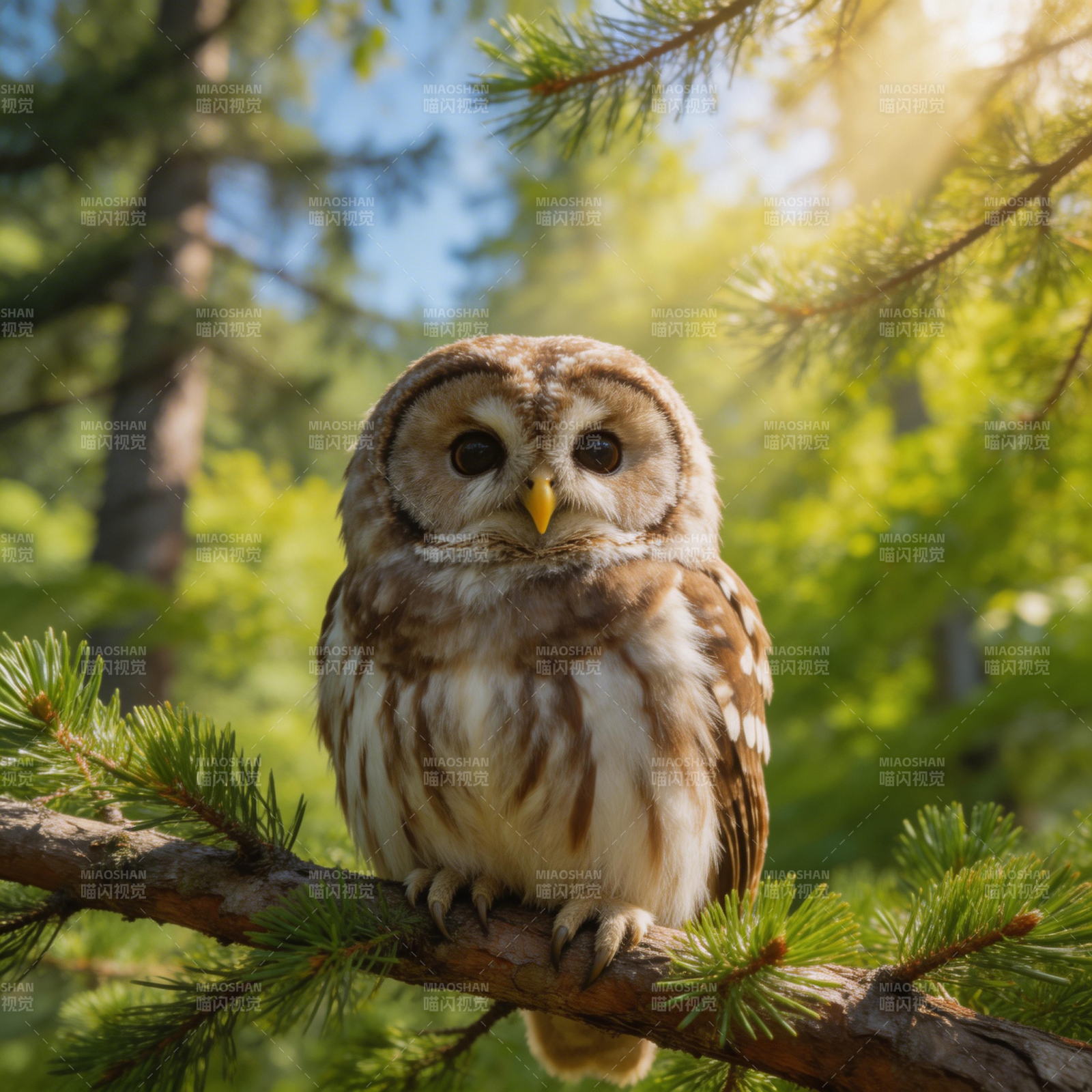 林间小鸮静栖枝头图片