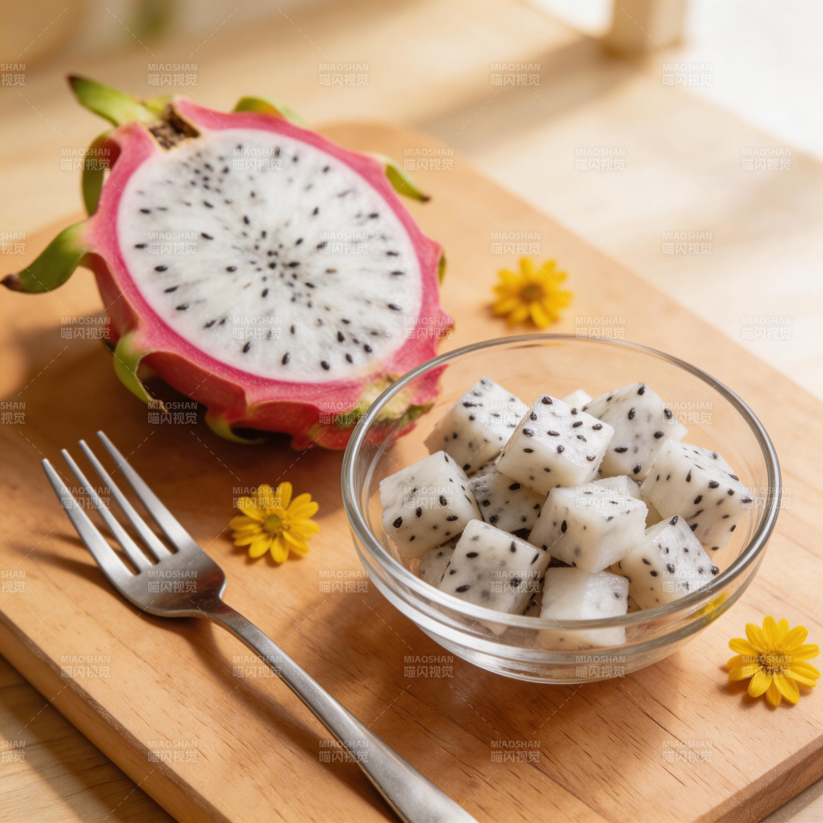 火龙果切块摆盘图片