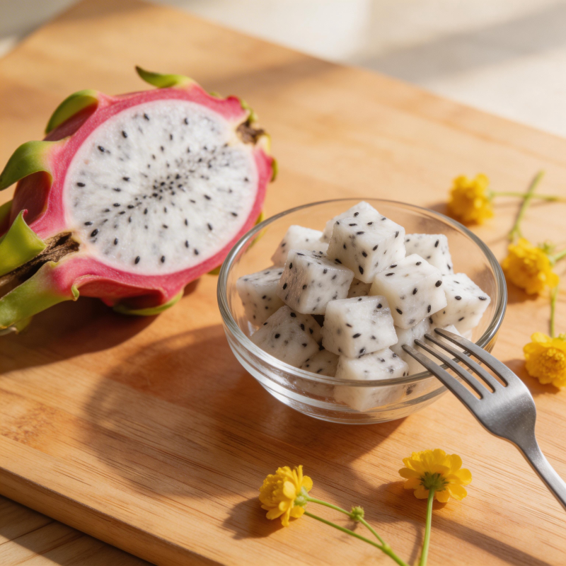 火龙果切块享用图片