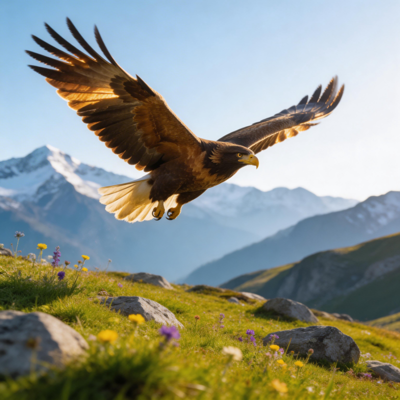 雄鹰翱翔山间图片