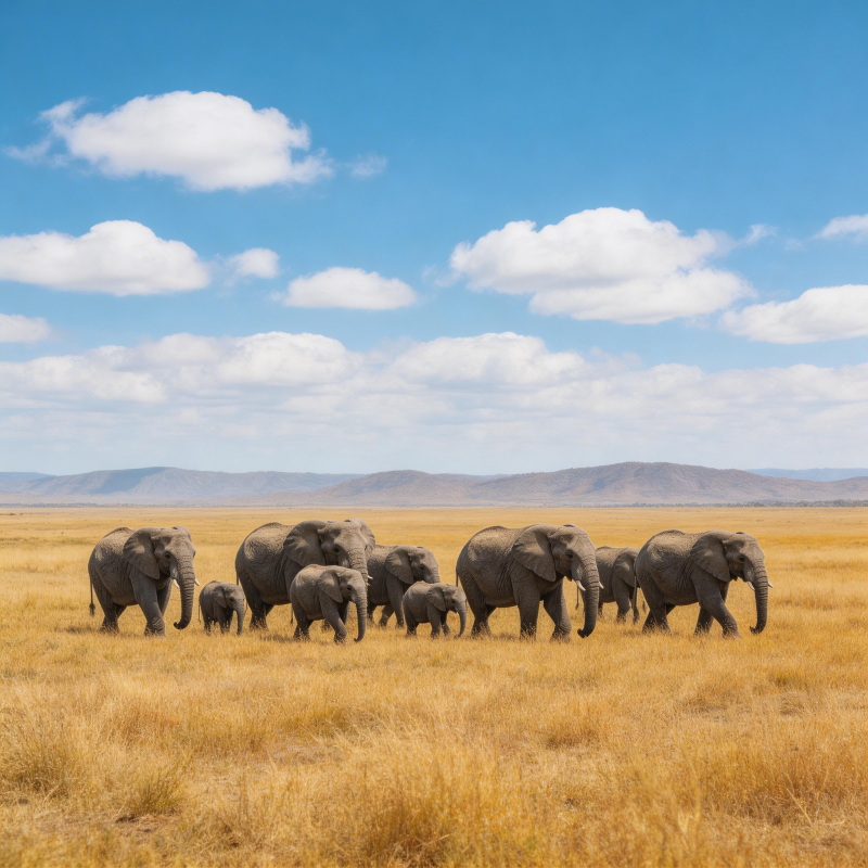 象群草原行图片