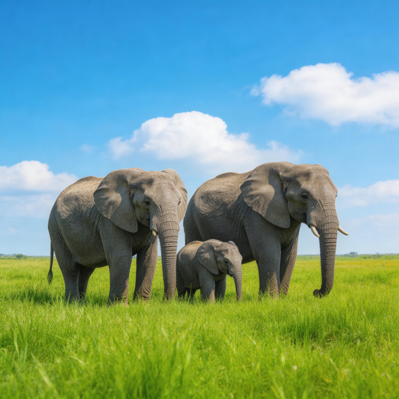 大象一家草原行图片