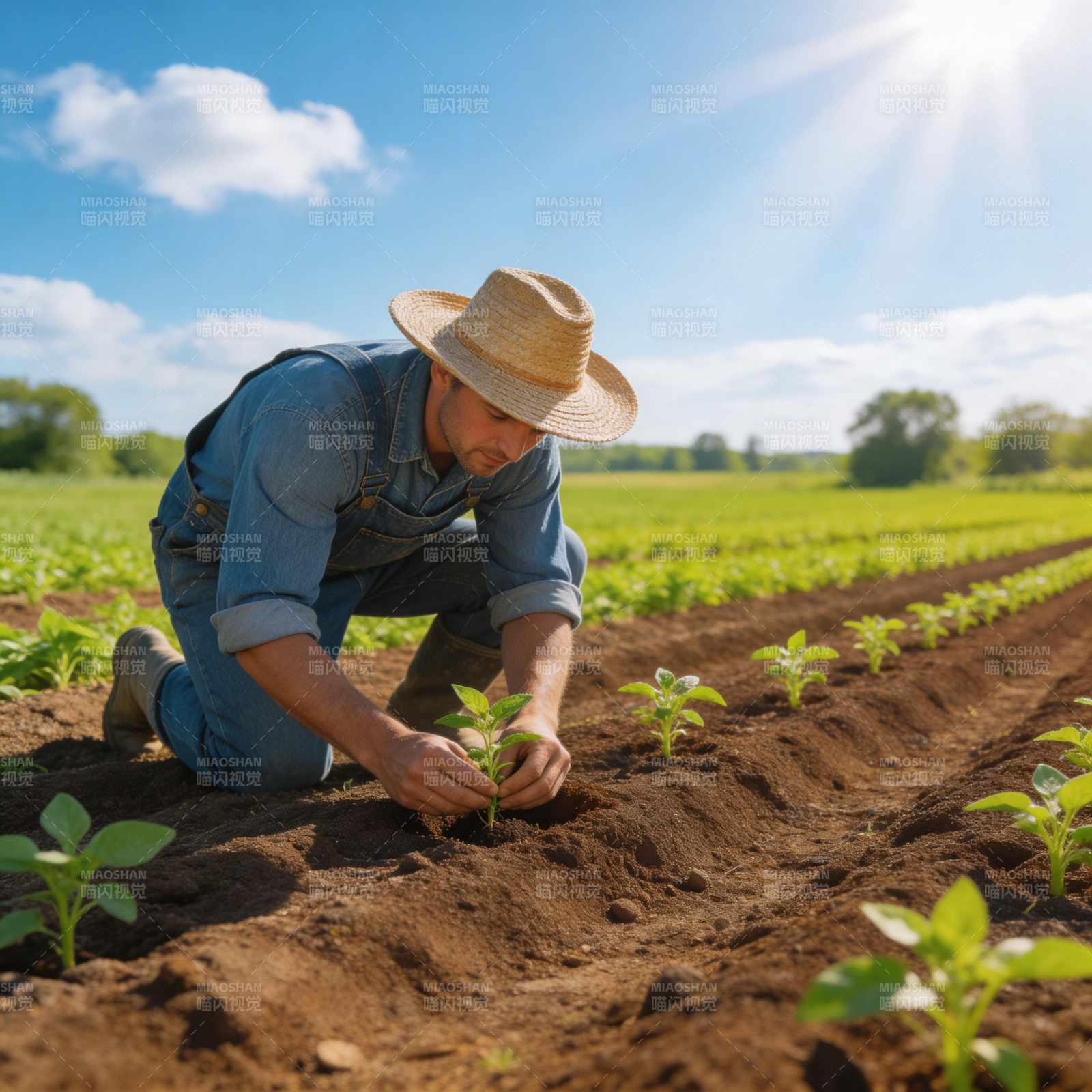 农夫田间种植图片