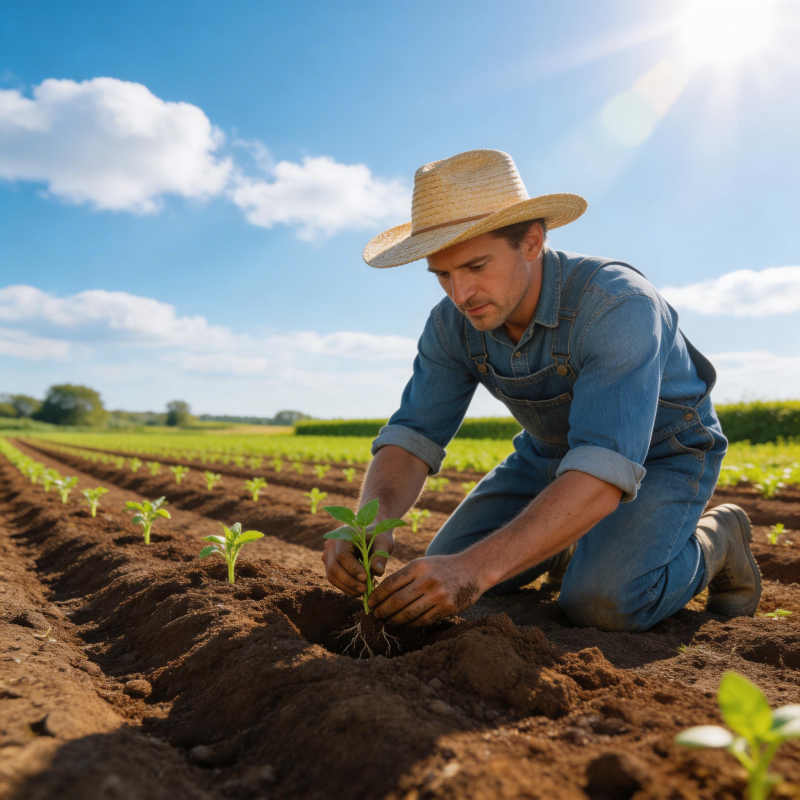 农夫田间种苗图片