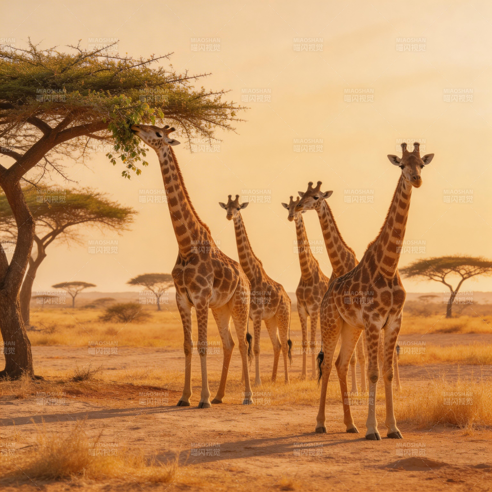 草原上的长颈鹿群图片