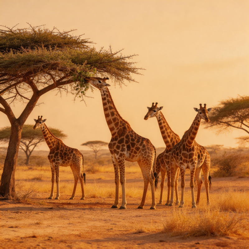 草原上的长颈鹿群图片