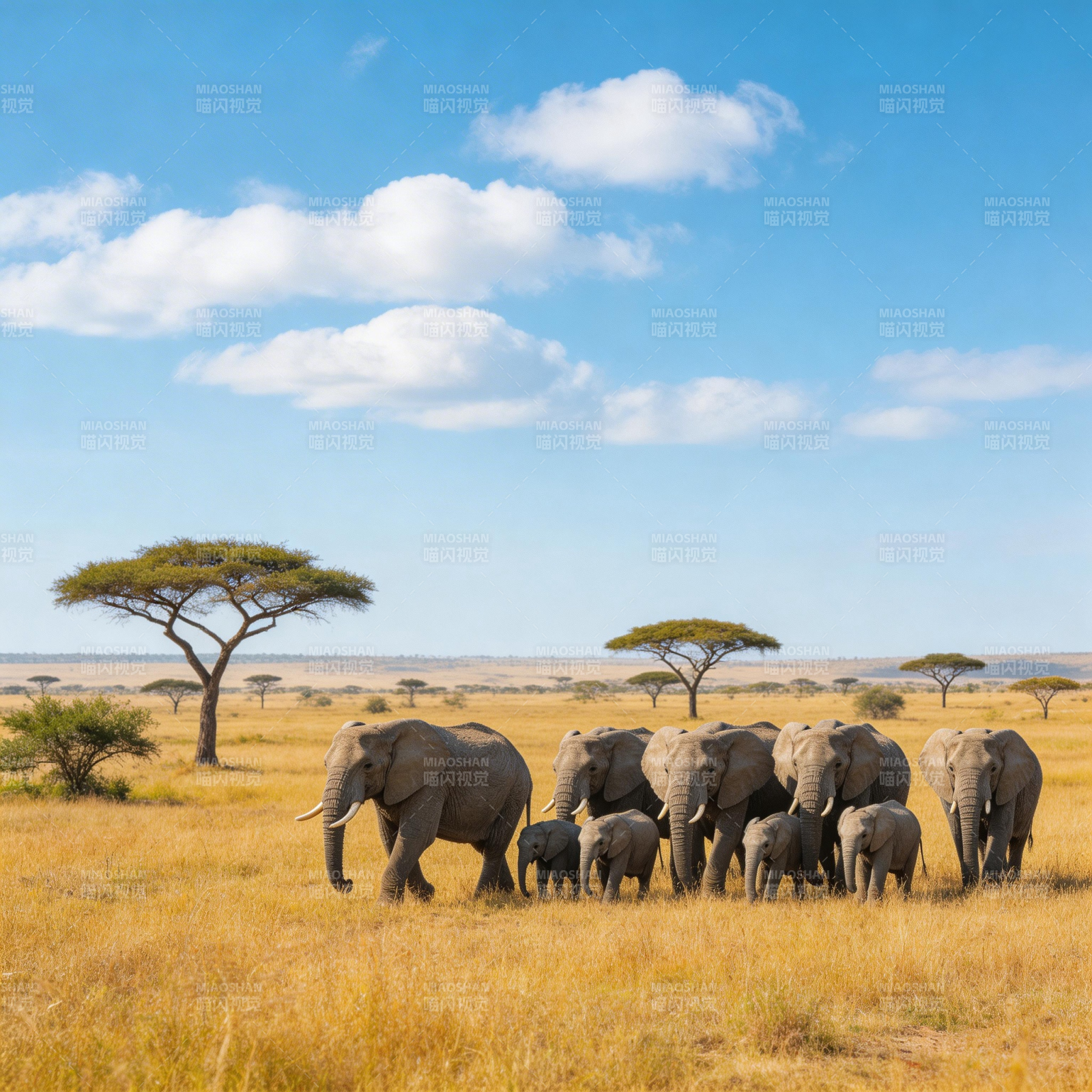 草原象群行图片