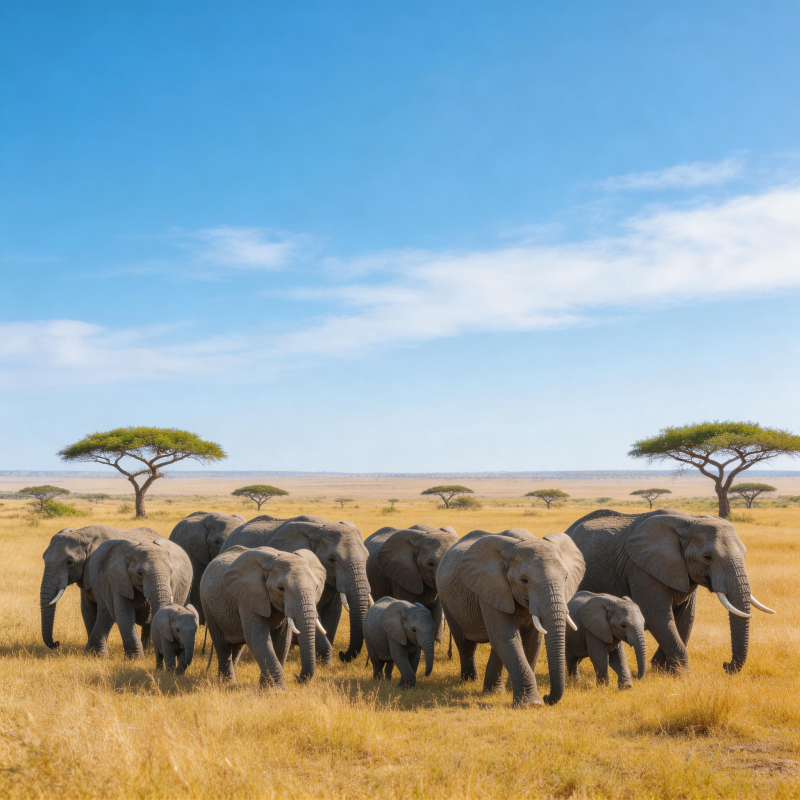 象群草原行图片