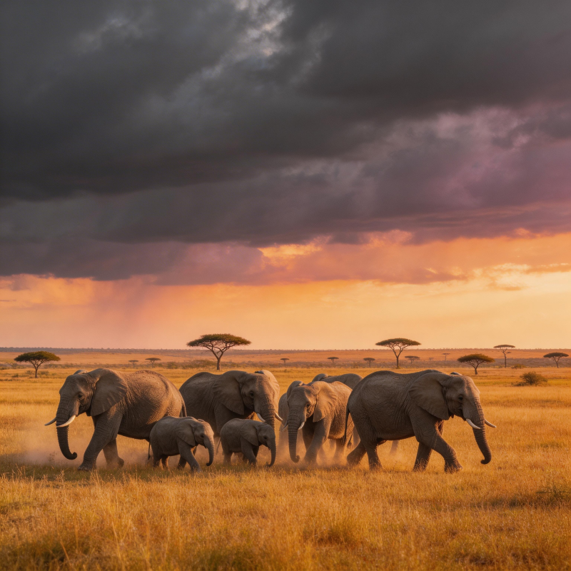 草原象群行图片