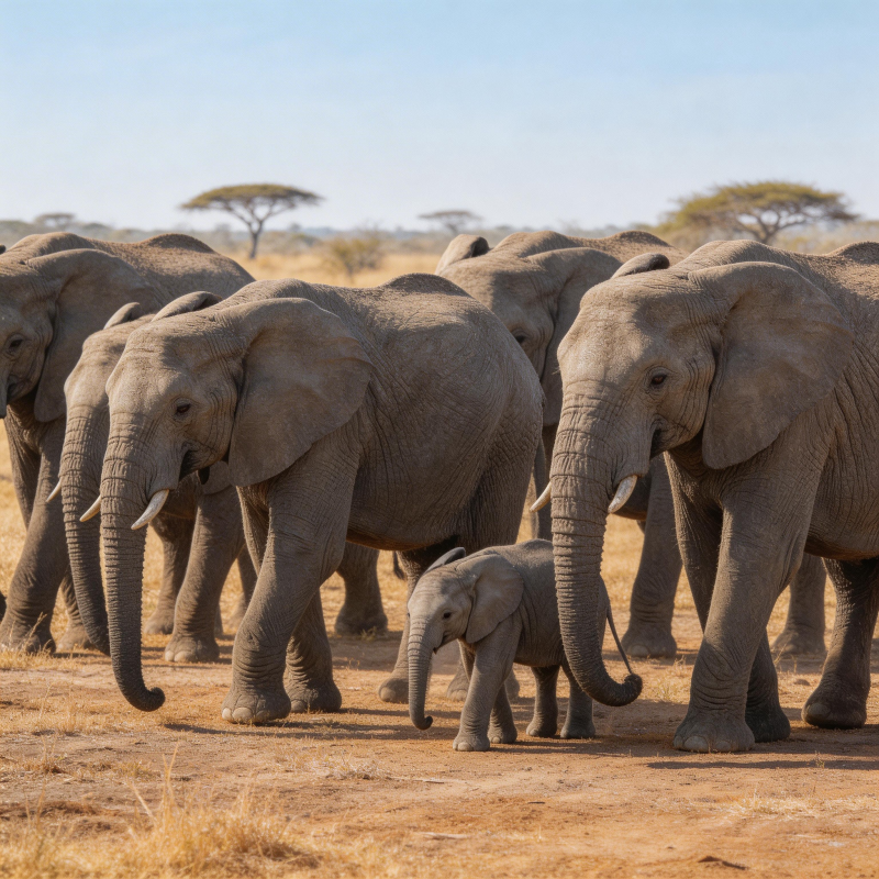 象群行进草原图片