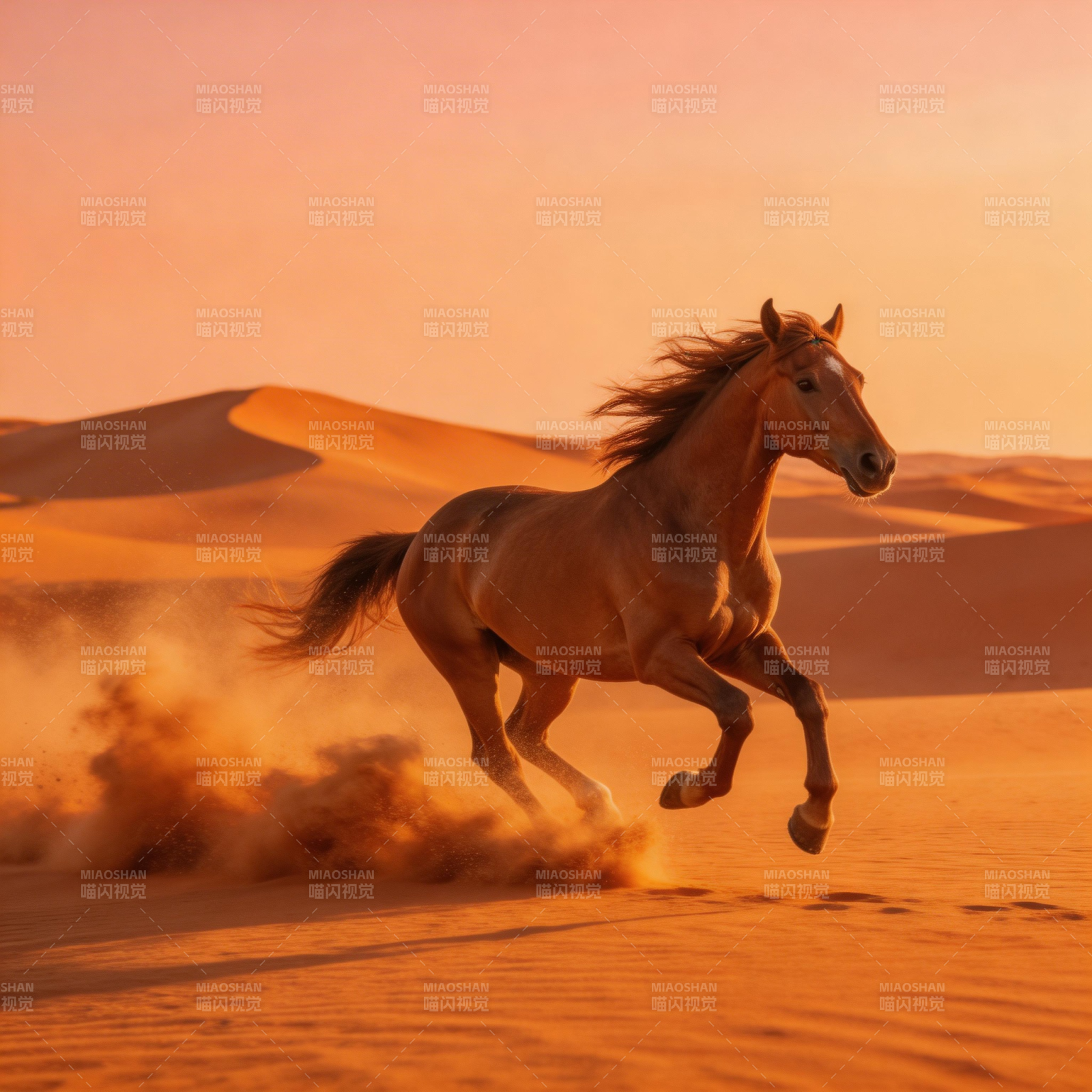 沙漠奔马图片