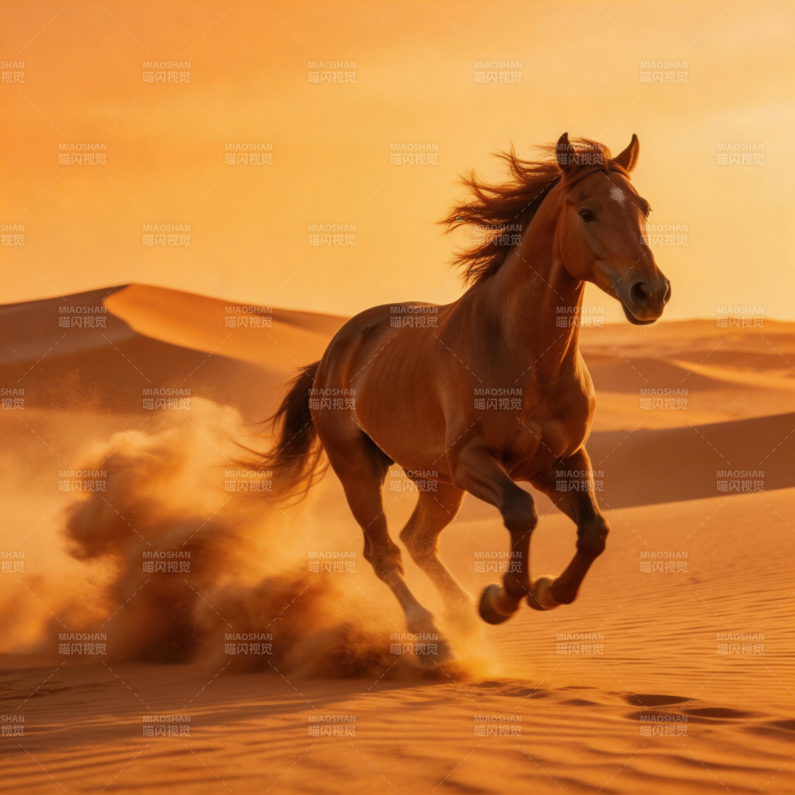 沙漠奔马图片