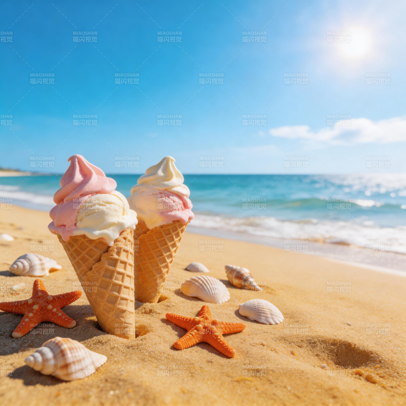海滩冰淇淋图片
