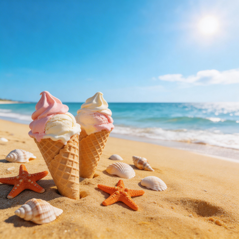 海滩冰淇淋图片