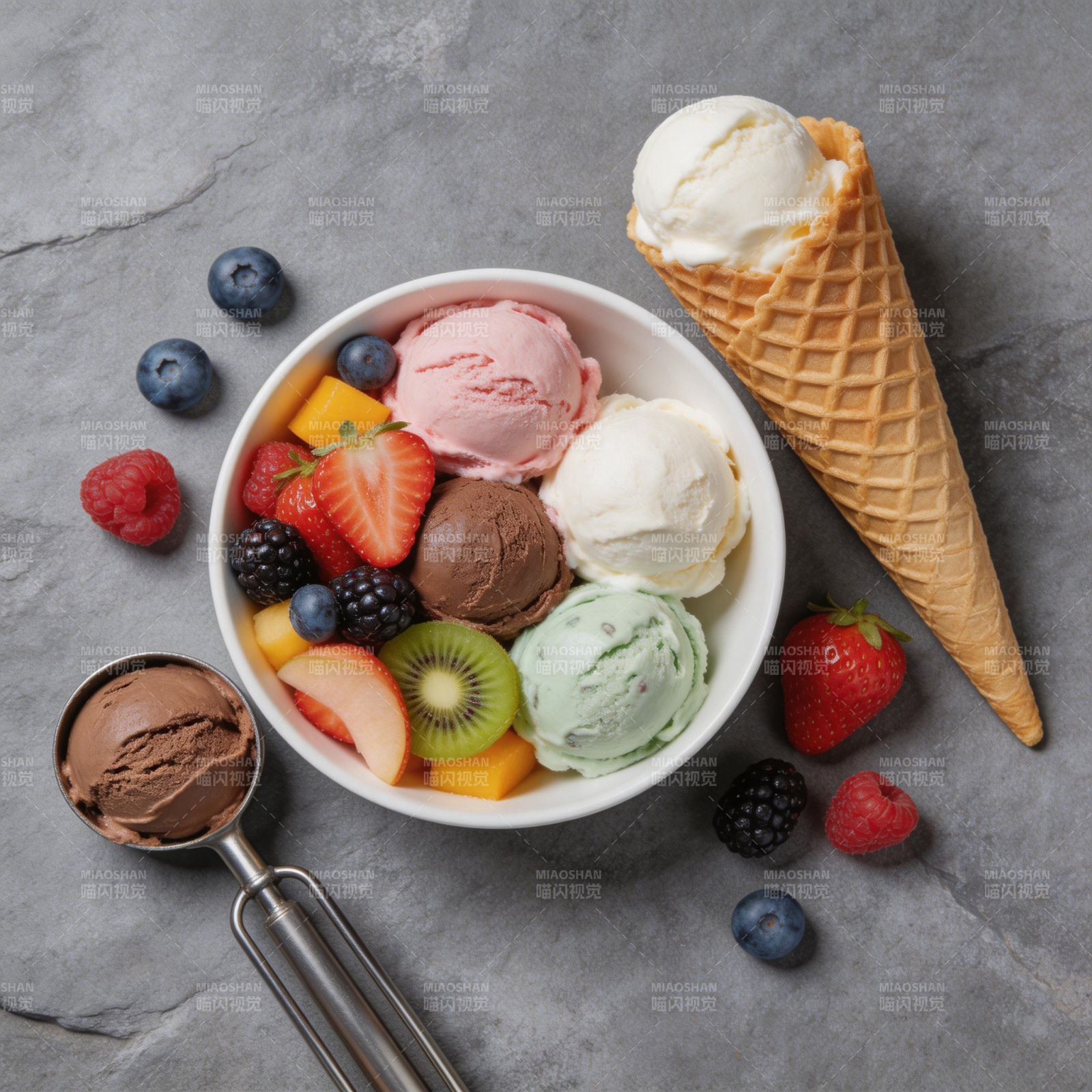 缤纷冰淇淋拼盘图片