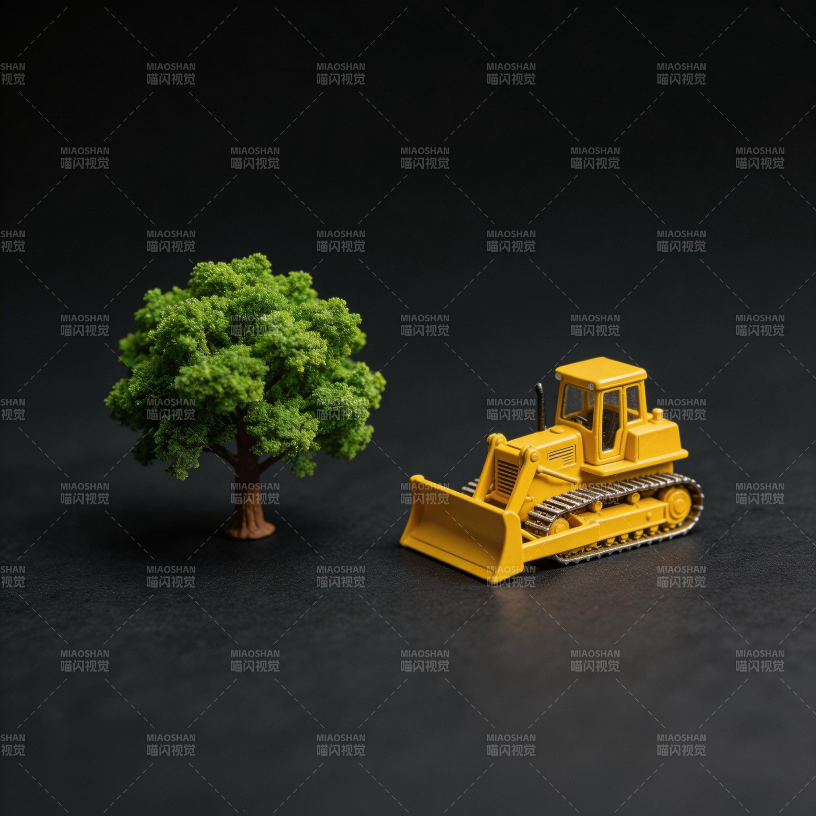 小树与推土机模型图片
