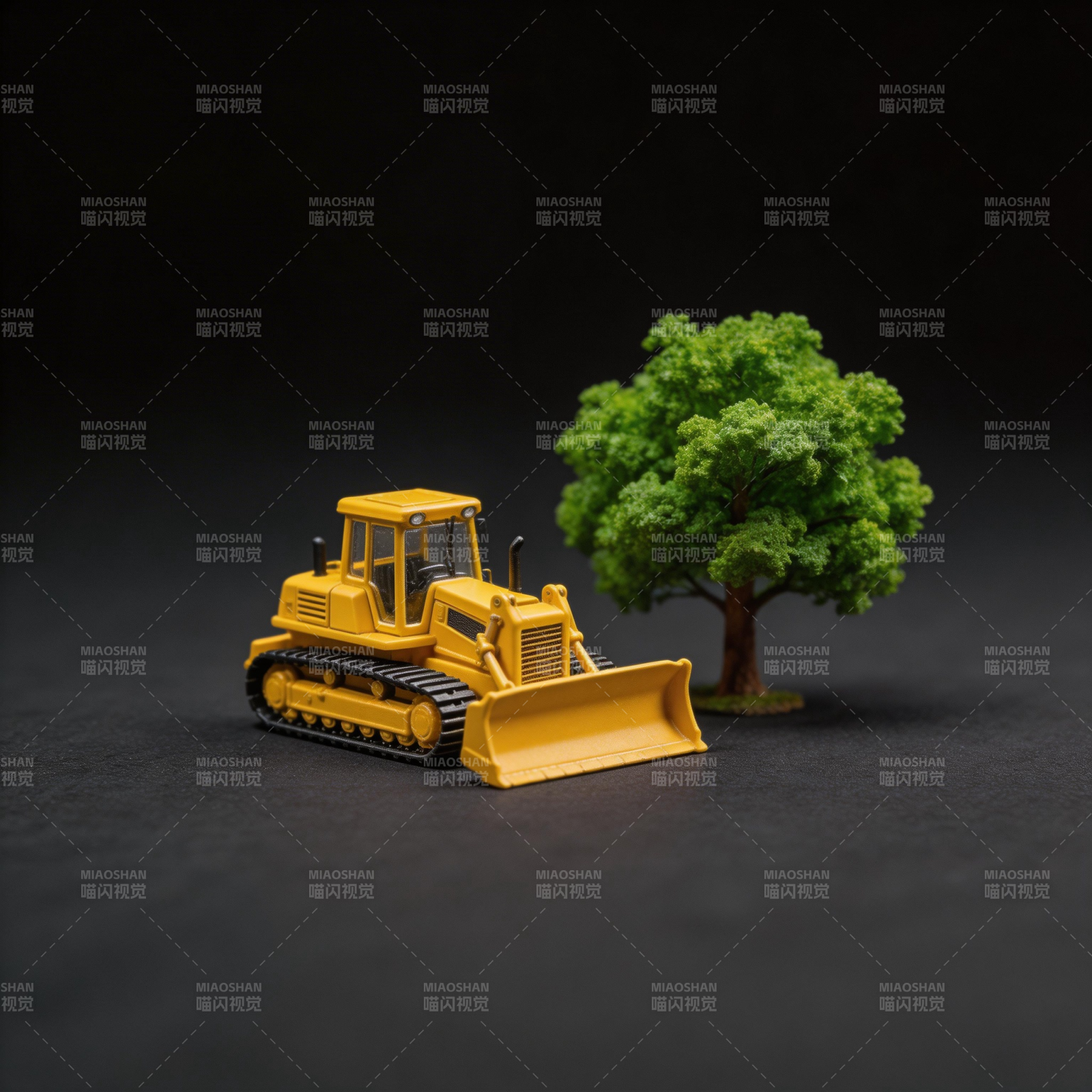 推土机与小树图片